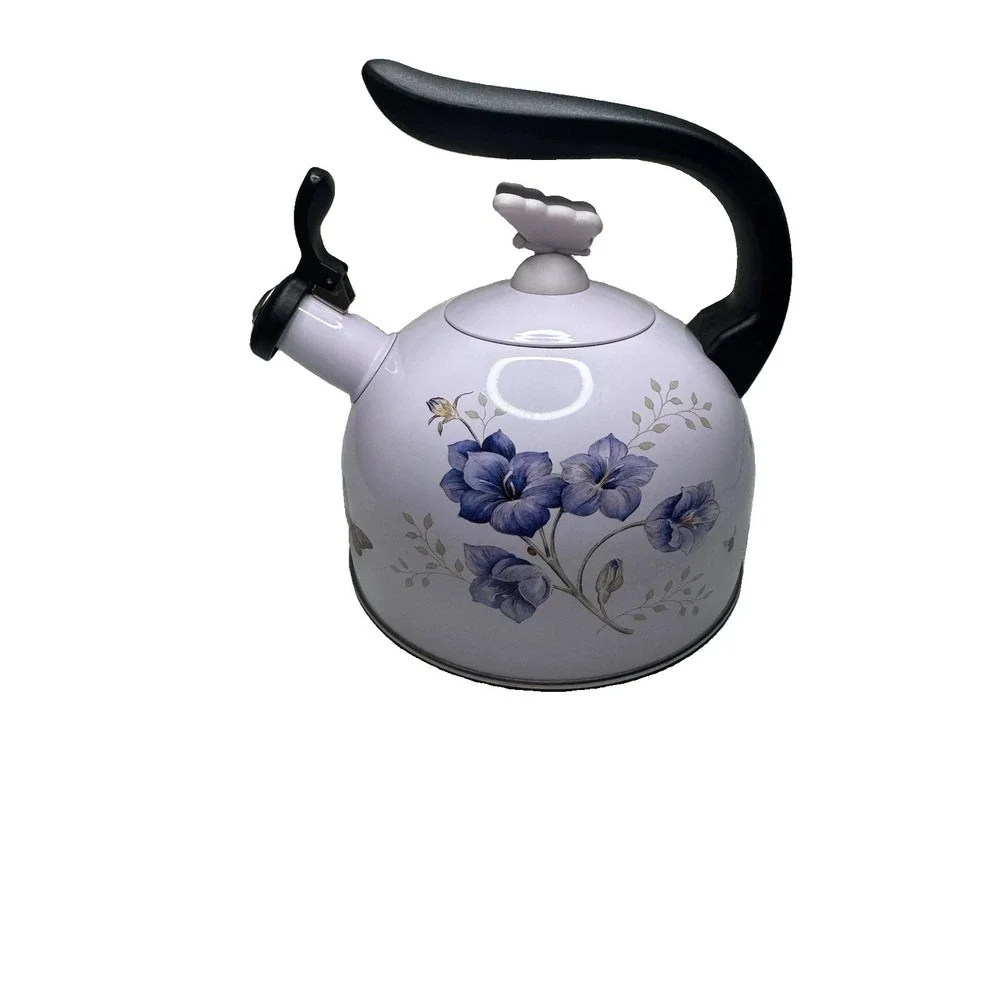 Lenox March Meadow Lavender Floral Whistling Stove Top Tea Kettle, 8 Cup